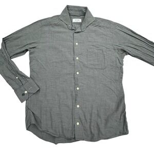 Eton Dress Shirt Men 15.5 Gray Slim Angled Cuff Long Sleeve Collared Button Down
